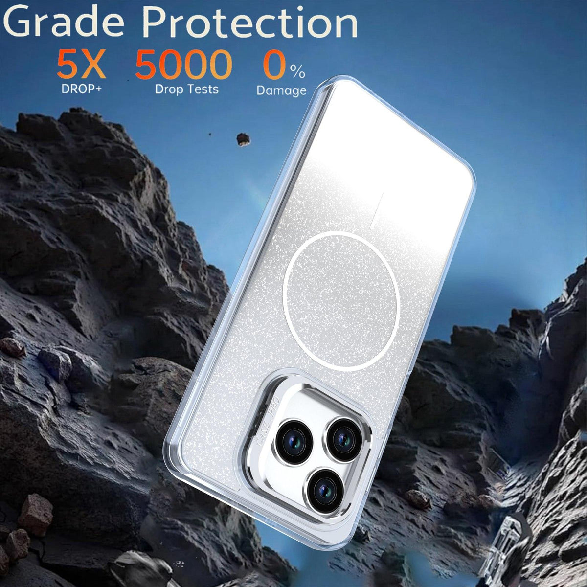 For Honor X5c Plus Glitter Gradient Magnetic Lens Frame Holder Phone Case - White - EDA010060303A