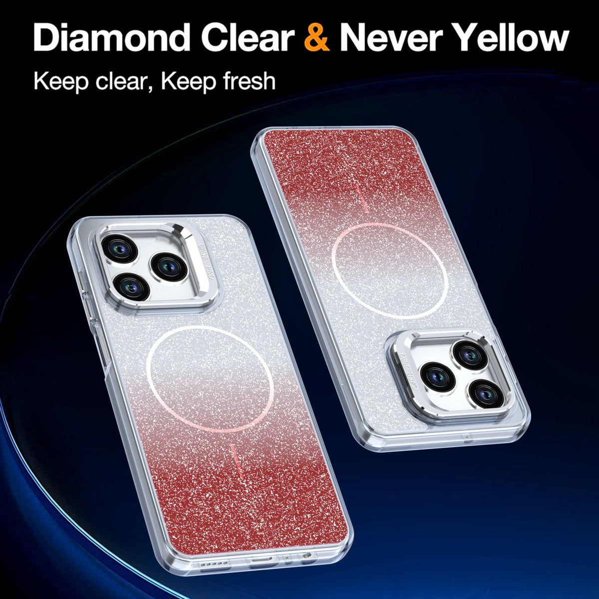For Honor X5c Plus Glitter Gradient Magnetic Lens Frame Holder Phone Case - Red - EDA010060303B