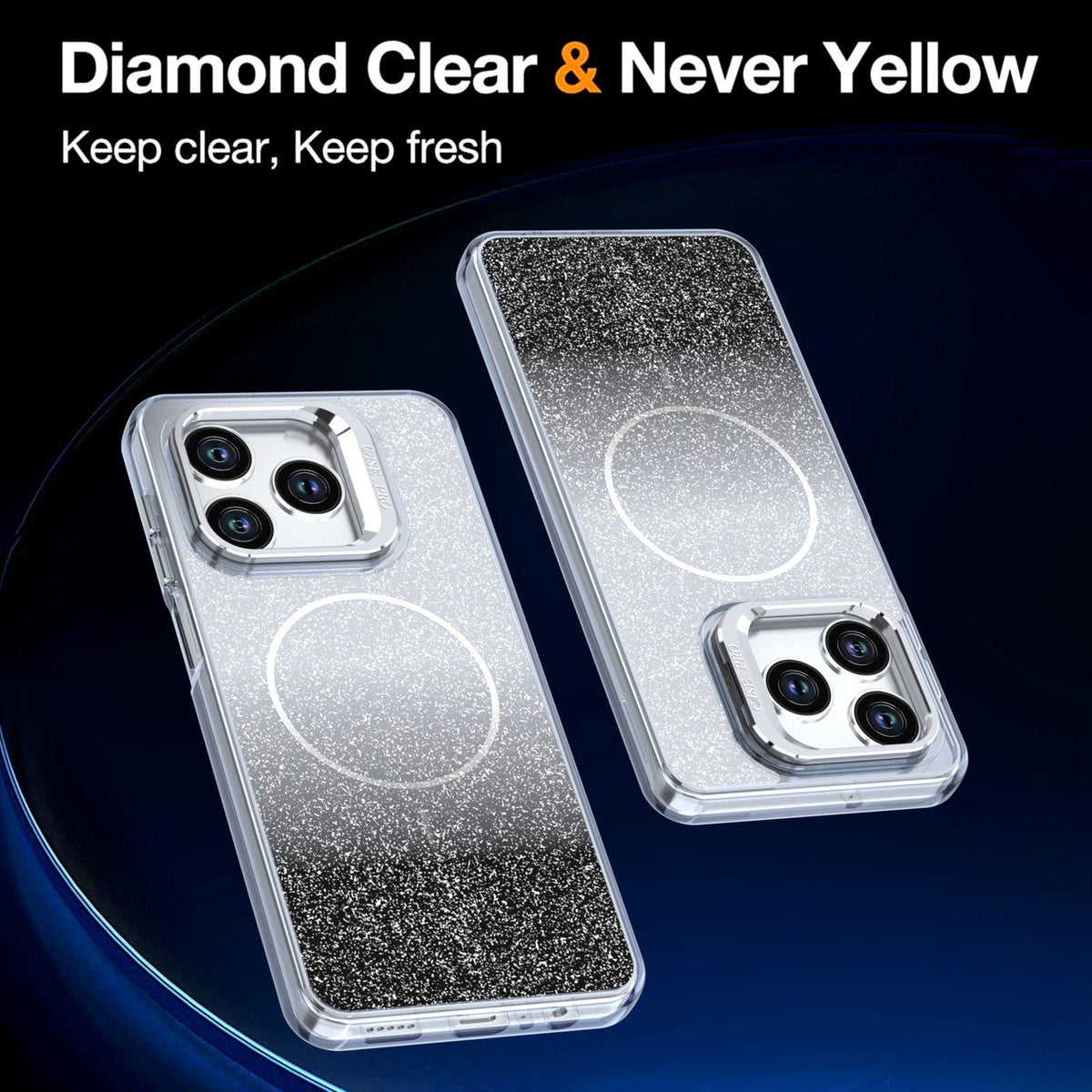 For Honor X5c Plus Glitter Gradient Magnetic Lens Frame Holder Phone Case - Black - EDA010060303C