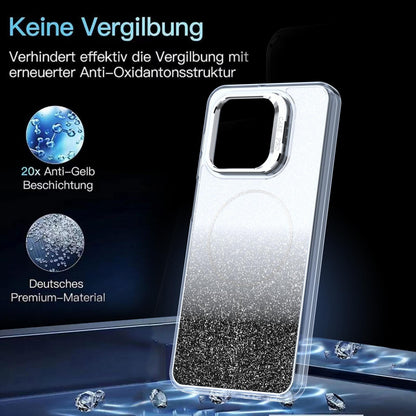 For Honor X5c Plus Glitter Gradient Magnetic Lens Frame Holder Phone Case - Black - EDA010060303C