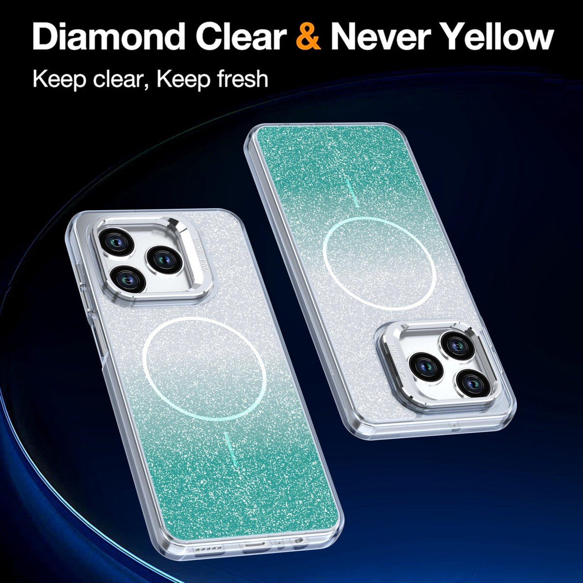 For Honor X5c Plus Glitter Gradient Magnetic Lens Frame Holder Phone Case - Lake Green - EDA010060303D