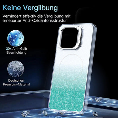 For Honor X5c Plus Glitter Gradient Magnetic Lens Frame Holder Phone Case - Lake Green - EDA010060303D