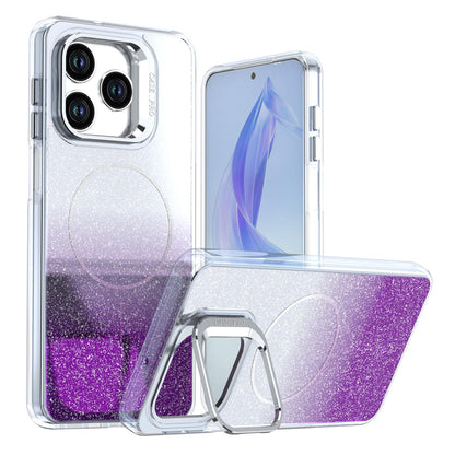 For Honor X5c Plus Glitter Gradient Magnetic Lens Frame Holder Phone Case - Purple - EDA010060303E