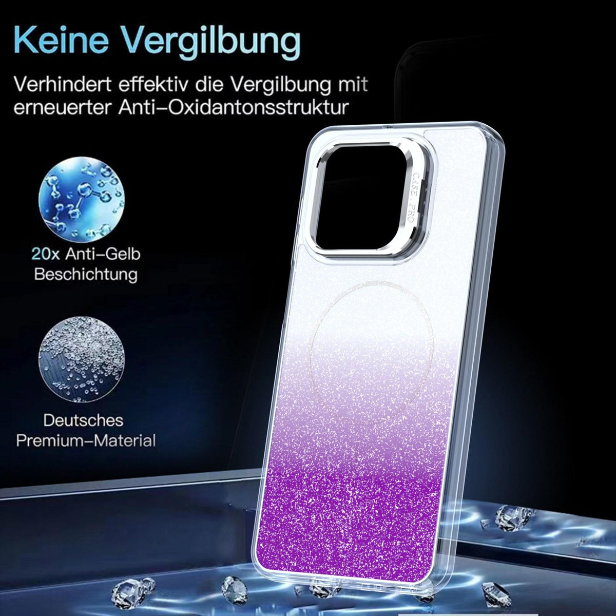 For Honor X5c Plus Glitter Gradient Magnetic Lens Frame Holder Phone Case - Purple - EDA010060303E
