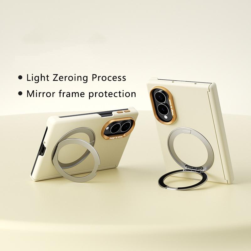 For Galaxy Z Fold8 5G ABEEL Lightweight Zero Skin Feel Magnetic PC Phone Case with Holder - Yellow - EDA010060401D