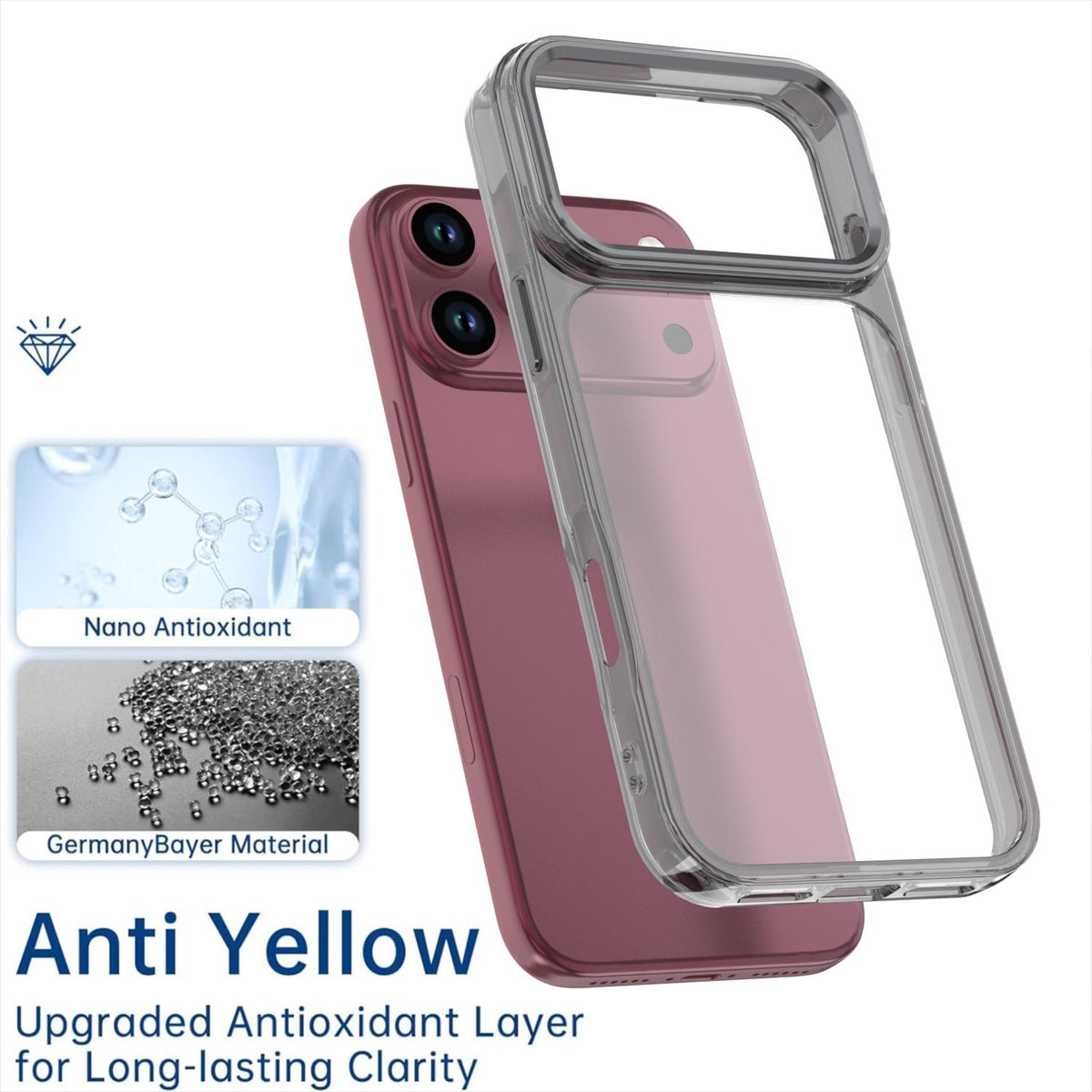 For iPhone 18 Pro Max Shine High Transparency Acrylic Phone Case - Black - EDA010061701E