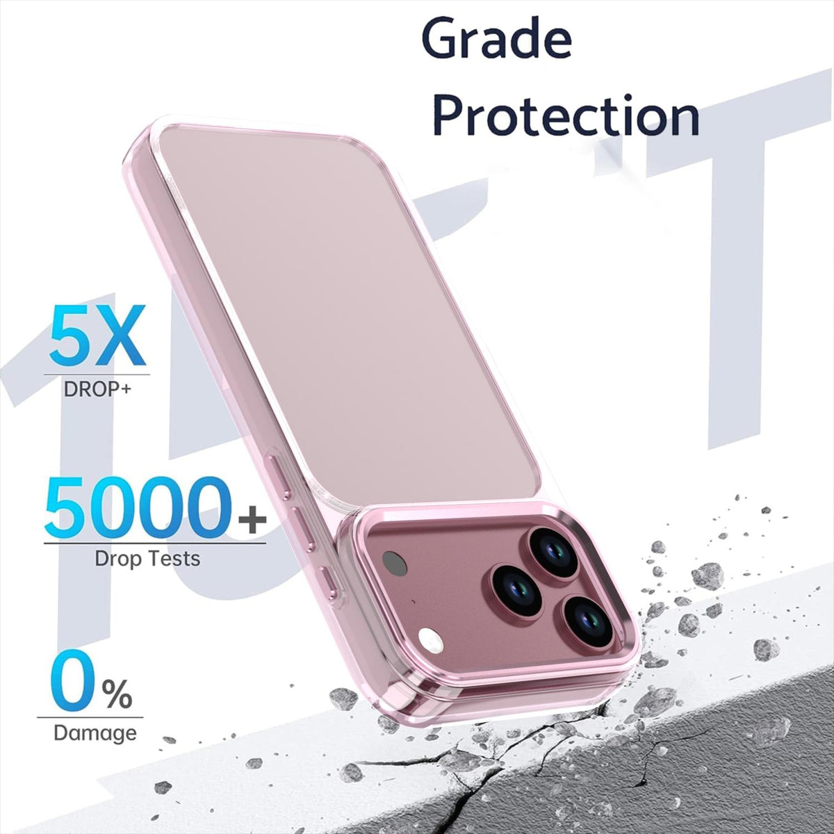 For iPhone 18 Pro Shine High Transparency Acrylic Phone Case - Pink - EDA010061702D