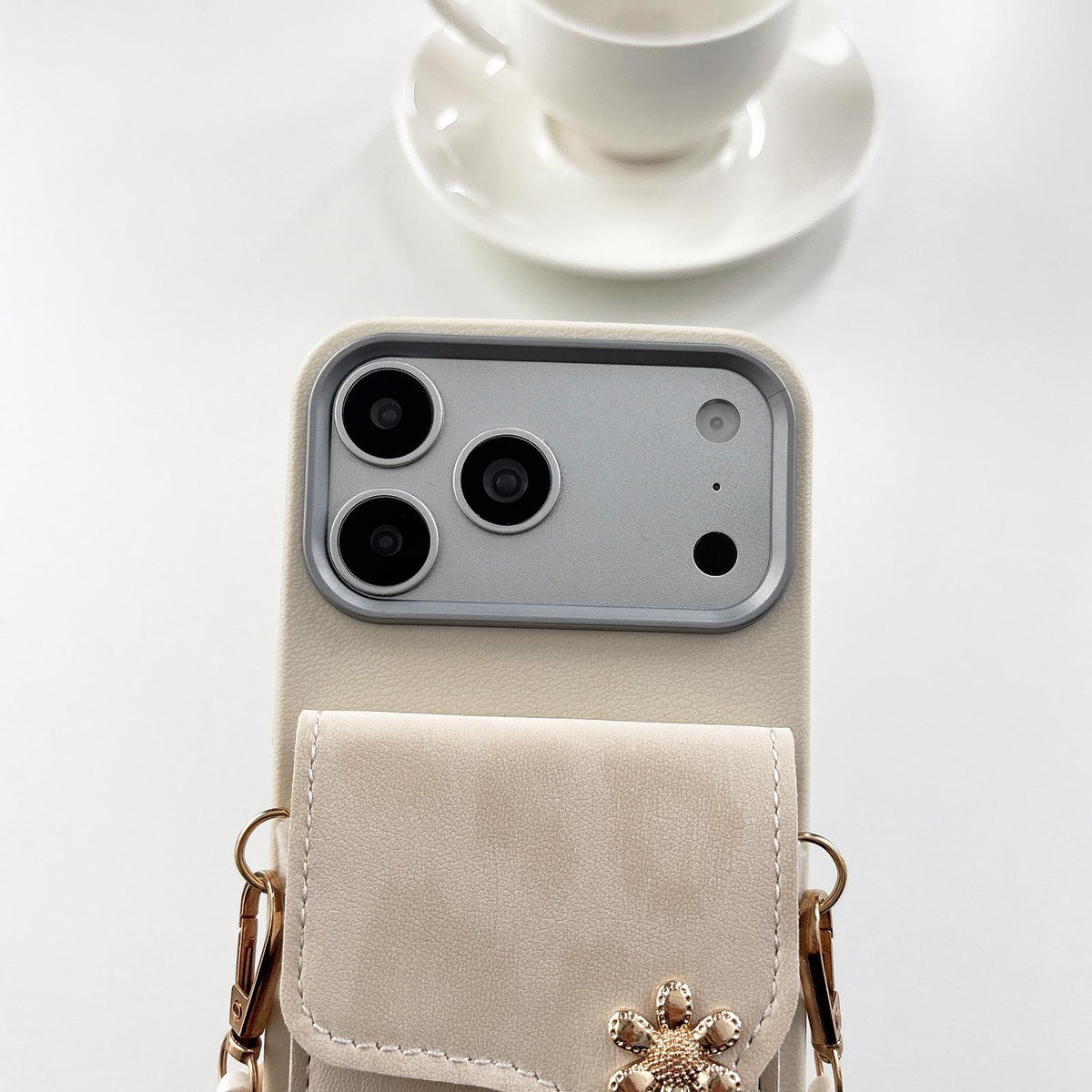 For iPhone 18 Pro Max Leather Leopard Print Card Bag Phone Case with Crossbody Chain - Pink - EDA010066403A