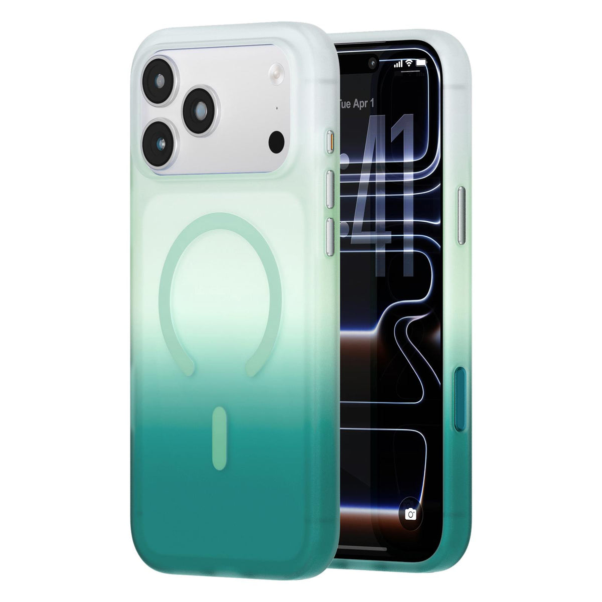 For iPhone 17 Pro Twilight Gradient Magnetic Phone Case - Sky Cyan - EDA010067501D