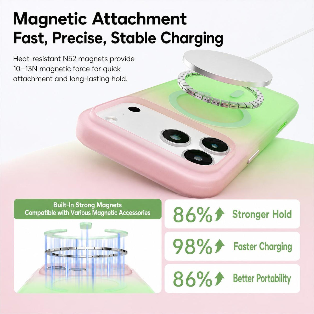 For iPhone 18 Pro Twilight Gradient Magnetic Phone Case - Sky Cyan - EDA010067504D