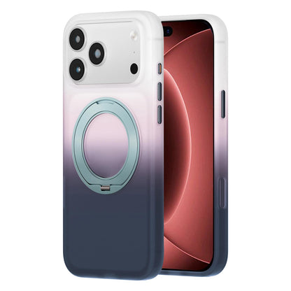 For iPhone 18 Pro Twilight Gradient 360 rotation Holder Magnetic Phone Case - Snowy Scenery - EDA010067701C