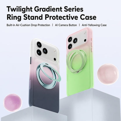 For iPhone 18 Pro Twilight Gradient 360 rotation Holder Magnetic Phone Case - Snowy Scenery - EDA010067701C