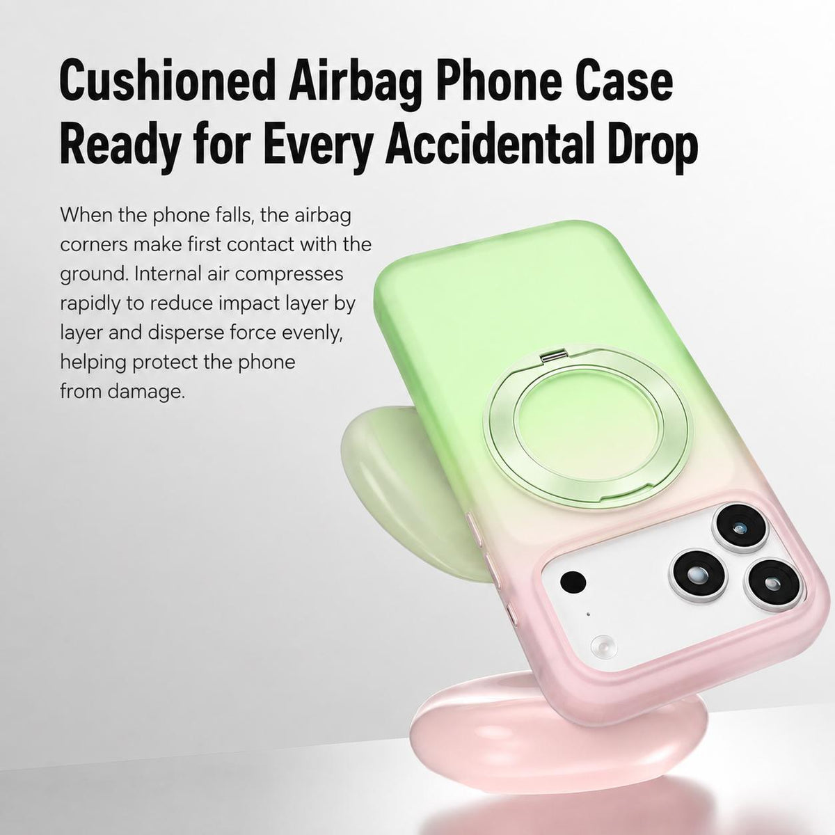 For iPhone 18 Pro Max Twilight Gradient 360 rotation Holder Magnetic Phone Case - Green Field - EDA010067702B