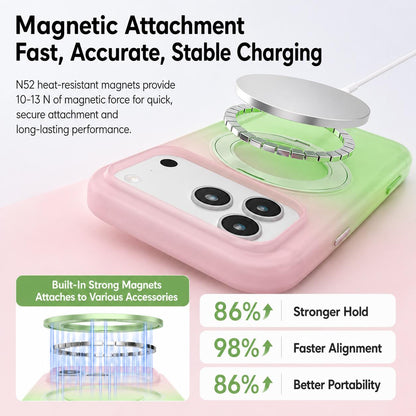 For iPhone 18 Pro Max Twilight Gradient 360 rotation Holder Magnetic Phone Case - Snowy Scenery - EDA010067702C