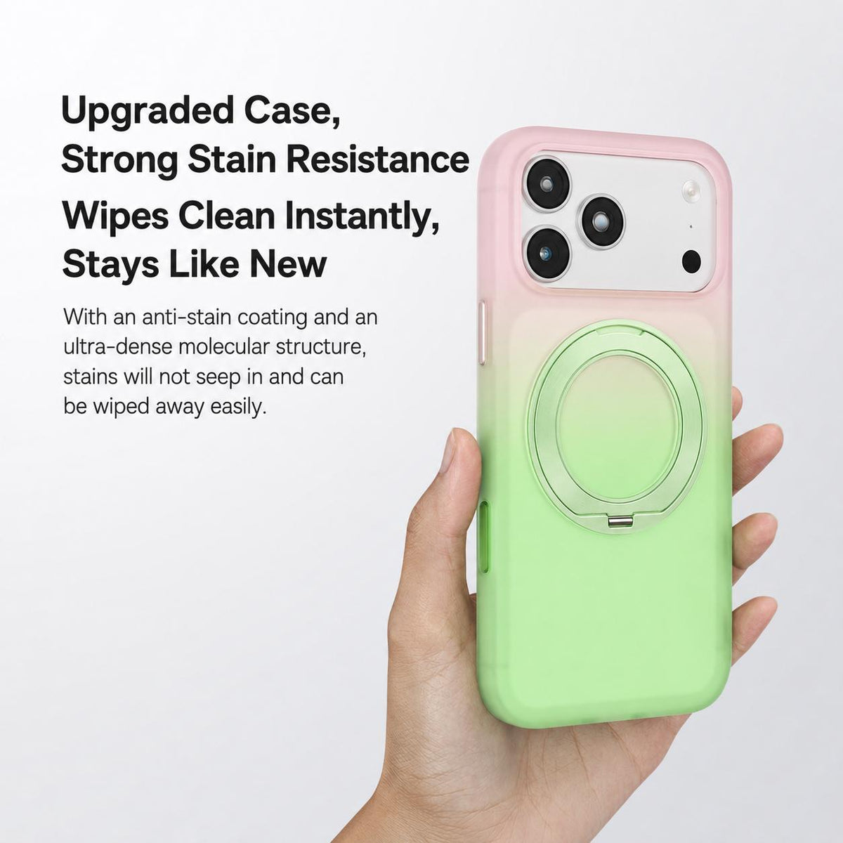 For iPhone 18 Pro Max Twilight Gradient 360 rotation Holder Magnetic Phone Case - Sky Cyan - EDA010067702D