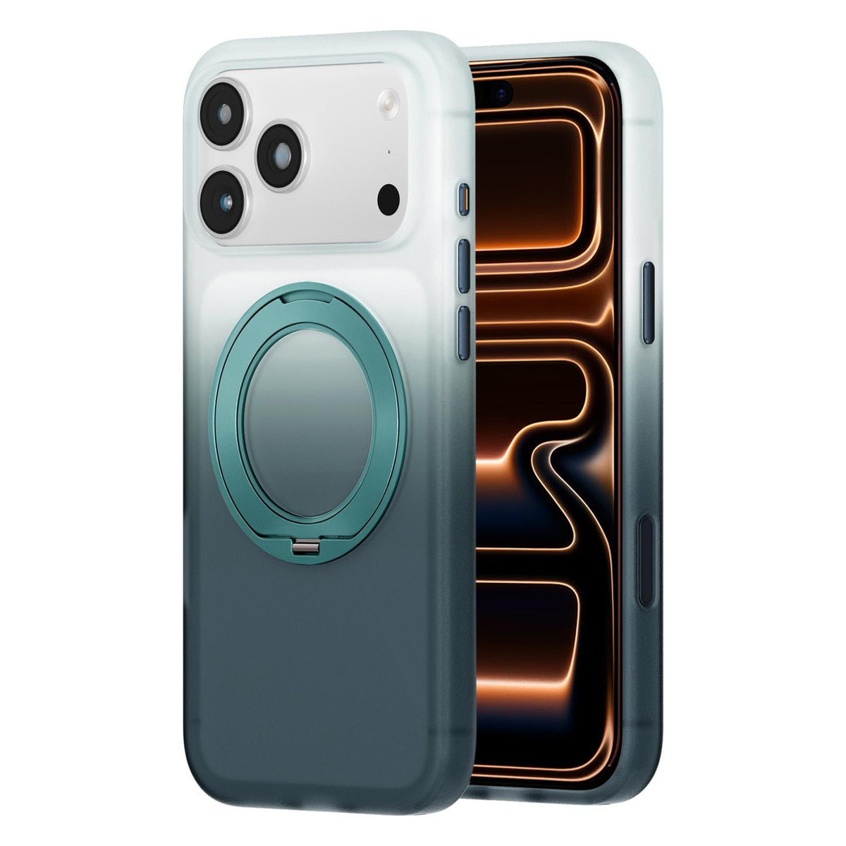 For iPhone 17 Pro Twilight Gradient 360 rotation Holder Magnetic Phone Case - Winter Forest - EDA010067704A