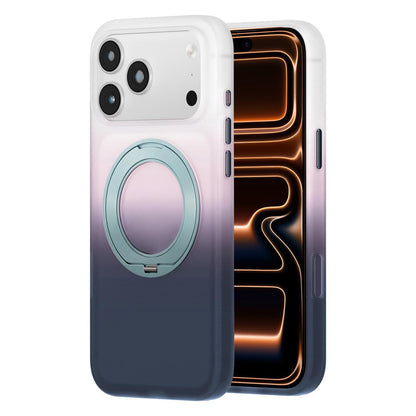 For iPhone 17 Pro Twilight Gradient 360 rotation Holder Magnetic Phone Case - Snowy Scenery - EDA010067704C
