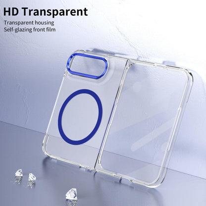 For iPhone Duo lce Folding Series MagSafe Integrated Clear PC Phone Case - Royal Blue - EDA010070201A