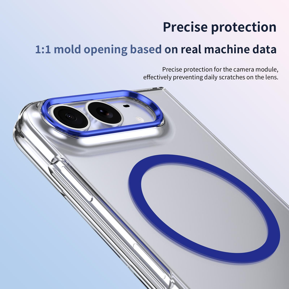 For iPhone Duo lce Folding Series MagSafe Integrated Clear PC Phone Case - Royal Blue - EDA010070201A