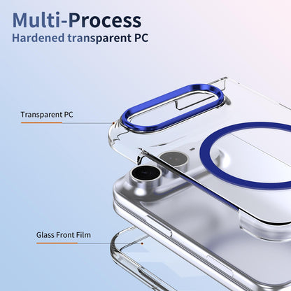 For iPhone Duo lce Folding Series MagSafe Integrated Clear PC Phone Case - Royal Blue - EDA010070201A
