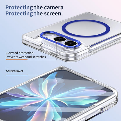 For iPhone Duo lce Folding Series MagSafe Integrated Clear PC Phone Case - Royal Blue - EDA010070201A
