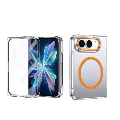 For iPhone Duo lce Folding Series MagSafe Integrated Clear PC Phone Case - Orange - EDA010070201B