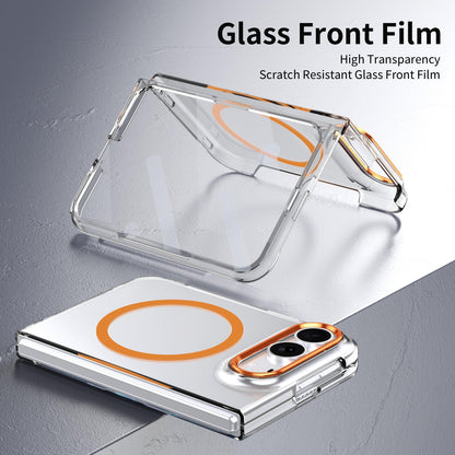 For iPhone Duo lce Folding Series MagSafe Integrated Clear PC Phone Case - Orange - EDA010070201B