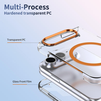 For iPhone Duo lce Folding Series MagSafe Integrated Clear PC Phone Case - Orange - EDA010070201B