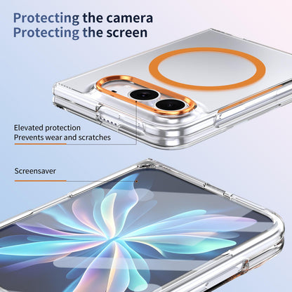 For iPhone Duo lce Folding Series MagSafe Integrated Clear PC Phone Case - Orange - EDA010070201B