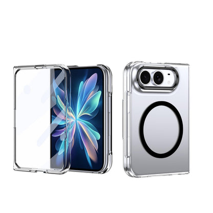 For iPhone Duo lce Folding Series MagSafe Integrated Clear PC Phone Case - Black - EDA010070201C
