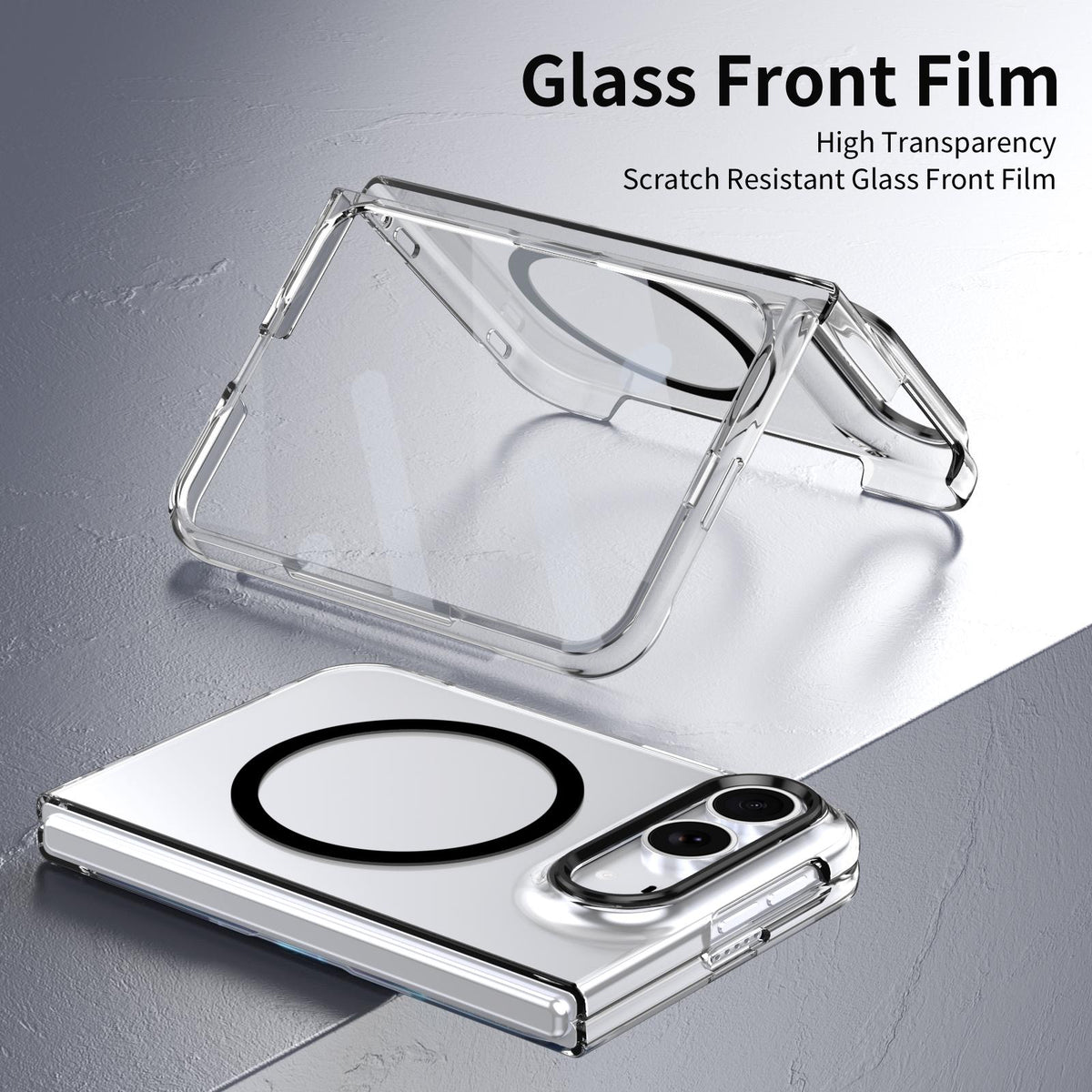 For iPhone Duo lce Folding Series MagSafe Integrated Clear PC Phone Case - Black - EDA010070201C