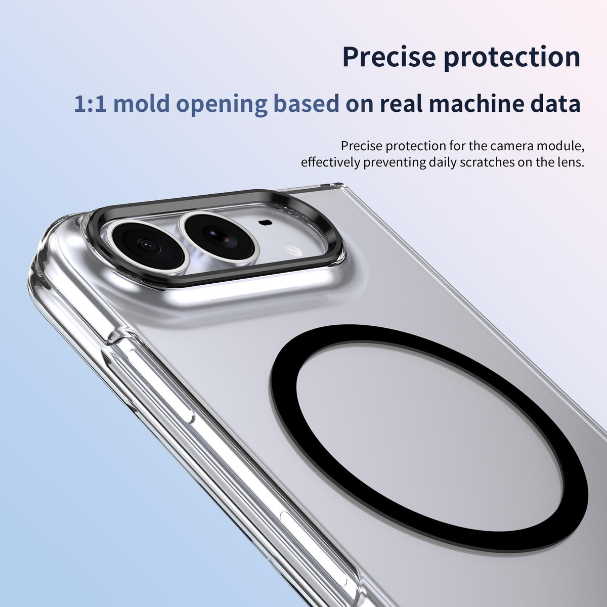 For iPhone Duo lce Folding Series MagSafe Integrated Clear PC Phone Case - Black - EDA010070201C