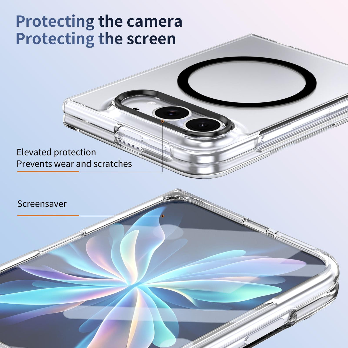 For iPhone Duo lce Folding Series MagSafe Integrated Clear PC Phone Case - Black - EDA010070201C