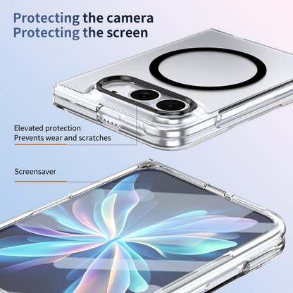 For iPhone Duo lce Folding Series MagSafe Integrated Clear PC Phone Case - Black - EDA010070201C