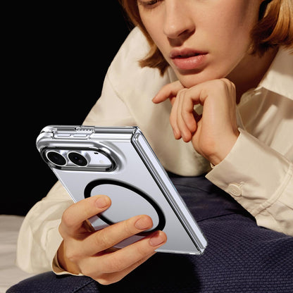 For iPhone Duo lce Folding Series MagSafe Integrated Clear PC Phone Case - Black - EDA010070201C