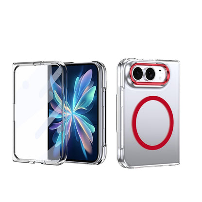 For iPhone Duo lce Folding Series MagSafe Integrated Clear PC Phone Case - Red - EDA010070201D