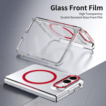 For iPhone Duo lce Folding Series MagSafe Integrated Clear PC Phone Case - Red - EDA010070201D