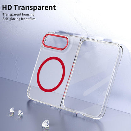 For iPhone Duo lce Folding Series MagSafe Integrated Clear PC Phone Case - Red - EDA010070201D