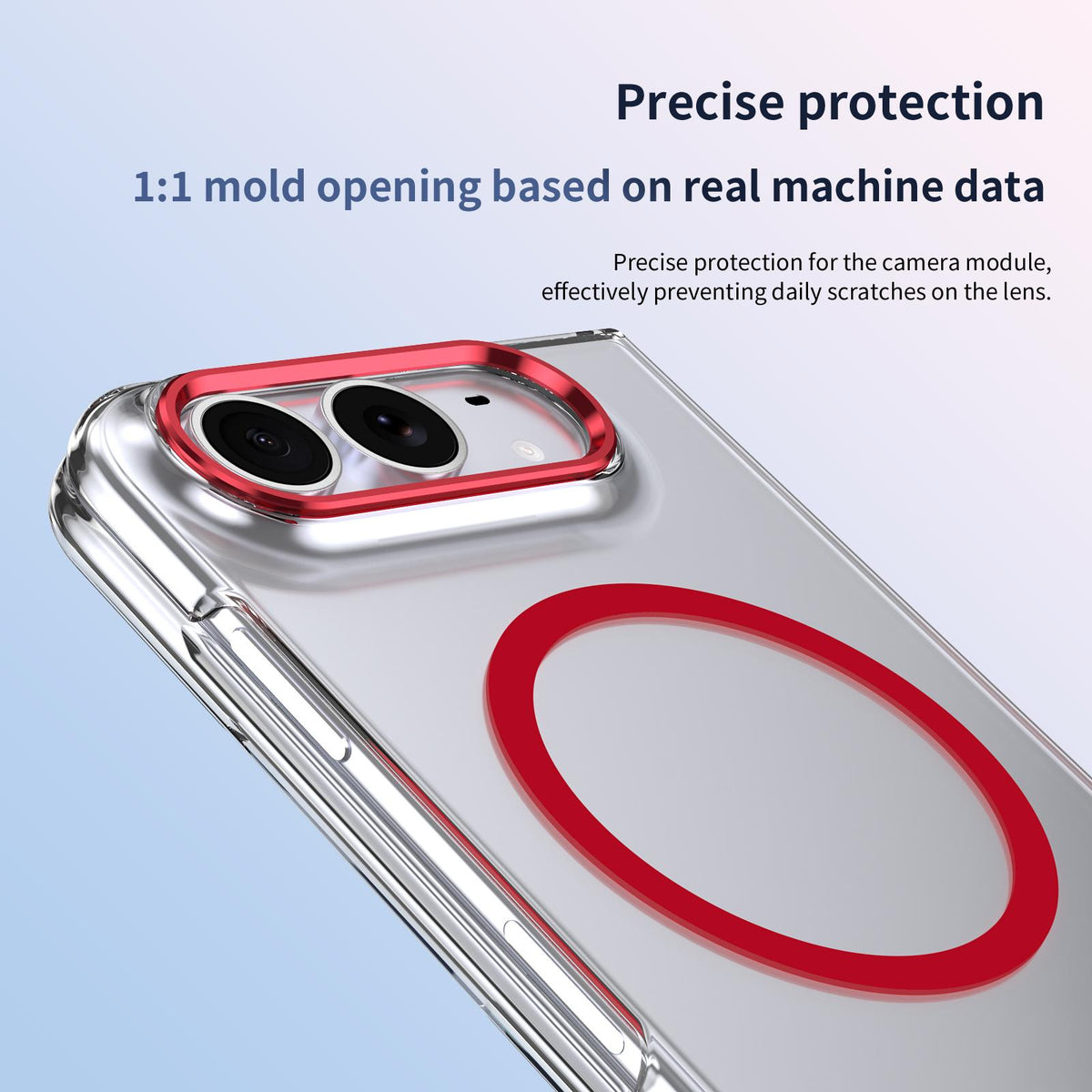 For iPhone Duo lce Folding Series MagSafe Integrated Clear PC Phone Case - Red - EDA010070201D