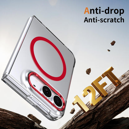For iPhone Duo lce Folding Series MagSafe Integrated Clear PC Phone Case - Red - EDA010070201D
