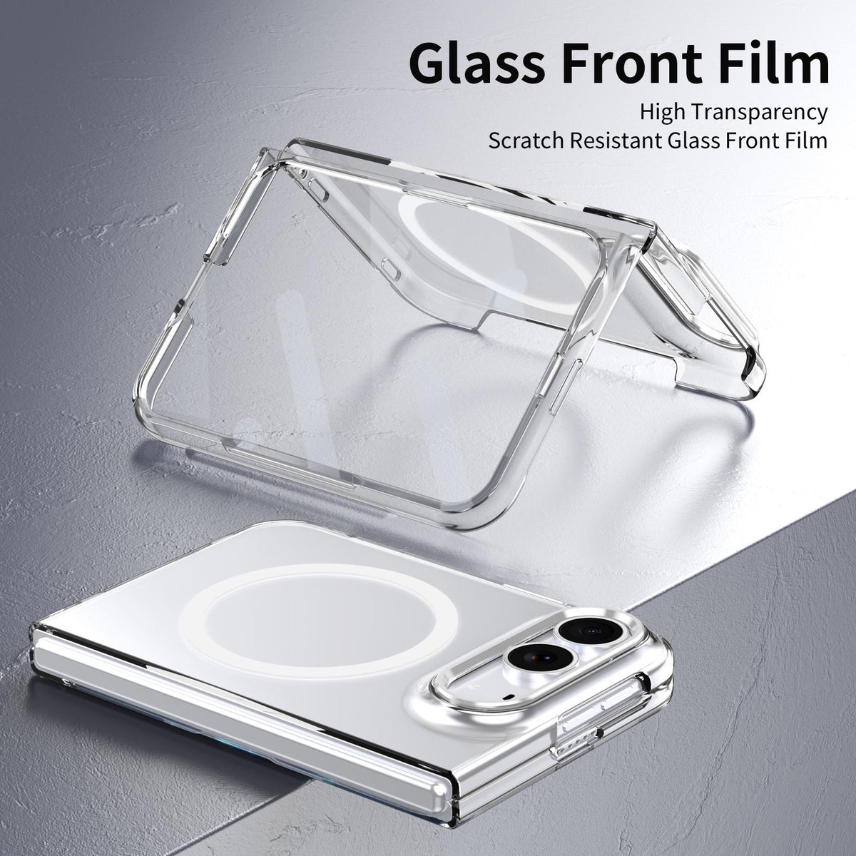 For iPhone Duo lce Folding Series MagSafe Integrated Clear PC Phone Case - Silver - EDA010070201E