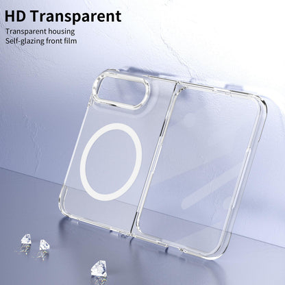 For iPhone Duo lce Folding Series MagSafe Integrated Clear PC Phone Case - Silver - EDA010070201E