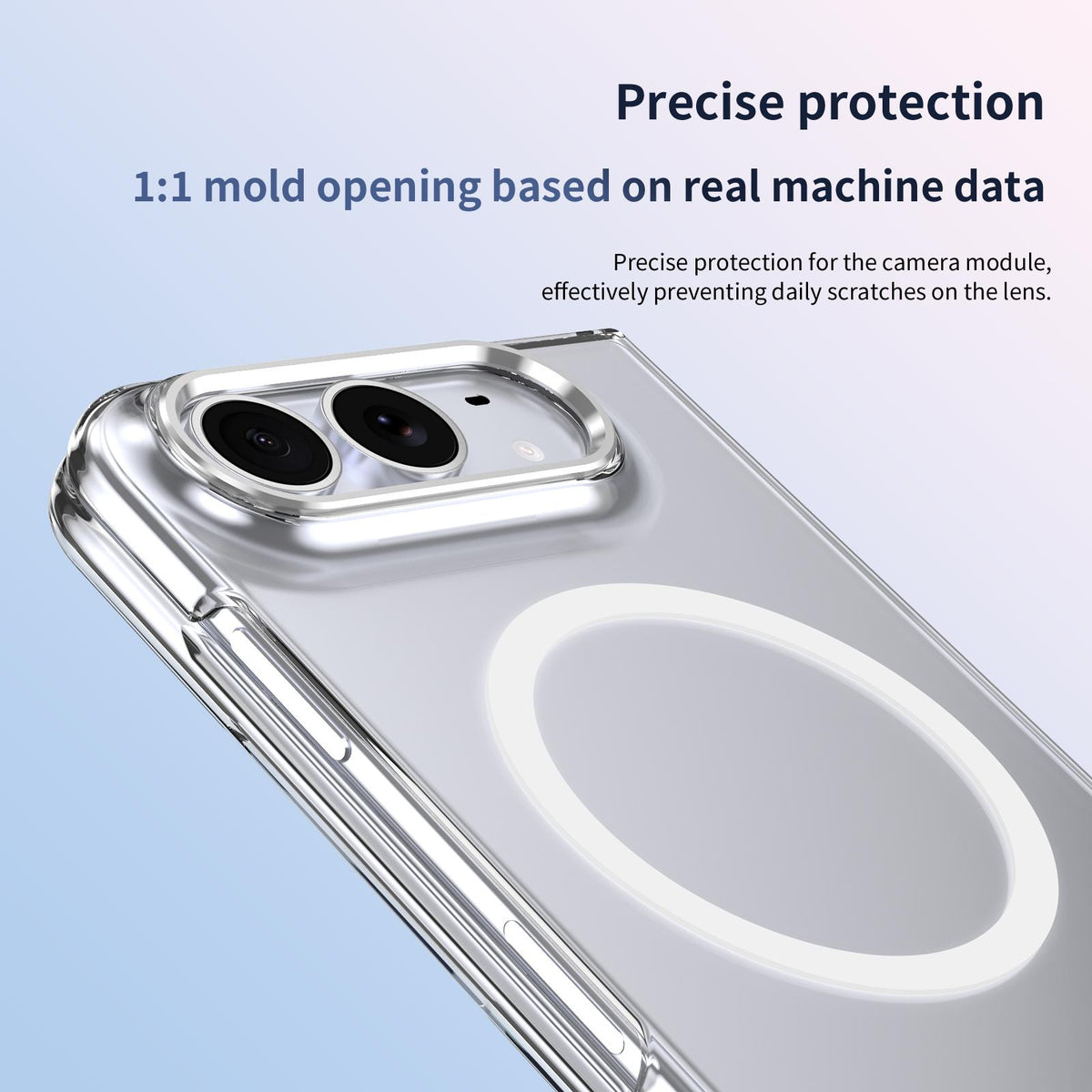 For iPhone Duo lce Folding Series MagSafe Integrated Clear PC Phone Case - Silver - EDA010070201E
