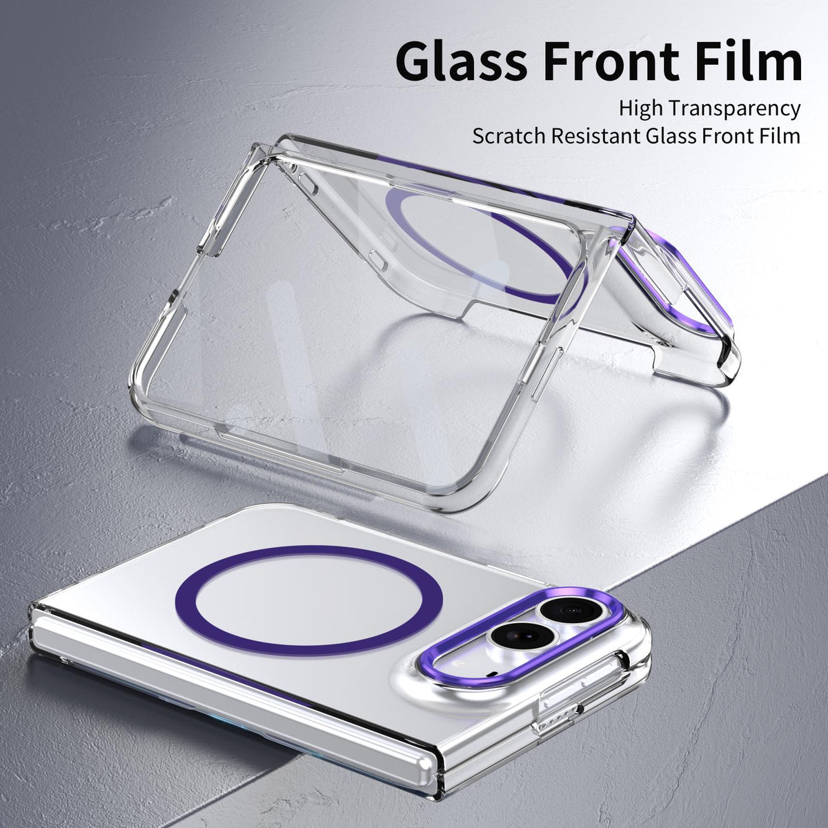 For iPhone Duo lce Folding Series MagSafe Integrated Clear PC Phone Case - Purple - EDA010070201F