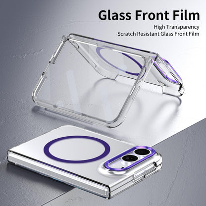 For iPhone Duo lce Folding Series MagSafe Integrated Clear PC Phone Case - Purple - EDA010070201F
