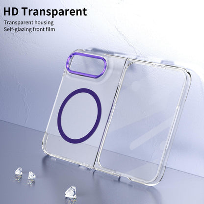 For iPhone Duo lce Folding Series MagSafe Integrated Clear PC Phone Case - Purple - EDA010070201F