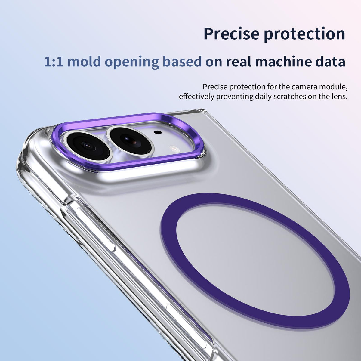 For iPhone Duo lce Folding Series MagSafe Integrated Clear PC Phone Case - Purple - EDA010070201F