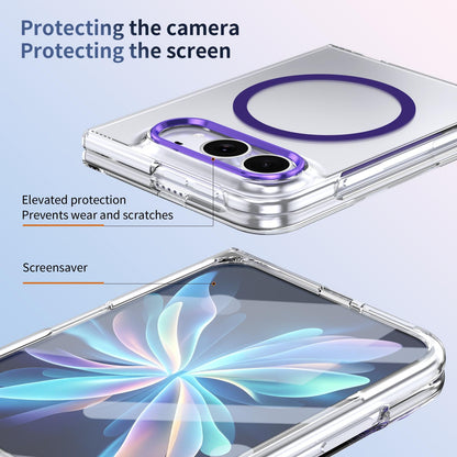 For iPhone Duo lce Folding Series MagSafe Integrated Clear PC Phone Case - Purple - EDA010070201F