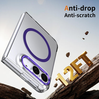 For iPhone Duo lce Folding Series MagSafe Integrated Clear PC Phone Case - Purple - EDA010070201F