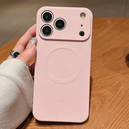 For iPhone 18 Pro Max Solid Color Liquid Silicone MagSafe Magnetic Phone Case - Pink - EDA010075301H
